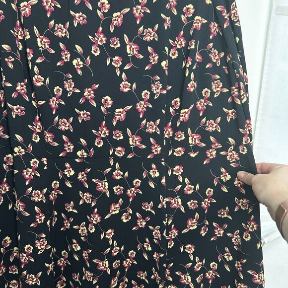MODCLOTH Enjoy Every Moment Midi Dress Black Floral Long Sleeve Size 22 No Belt - Picture 9 of 12